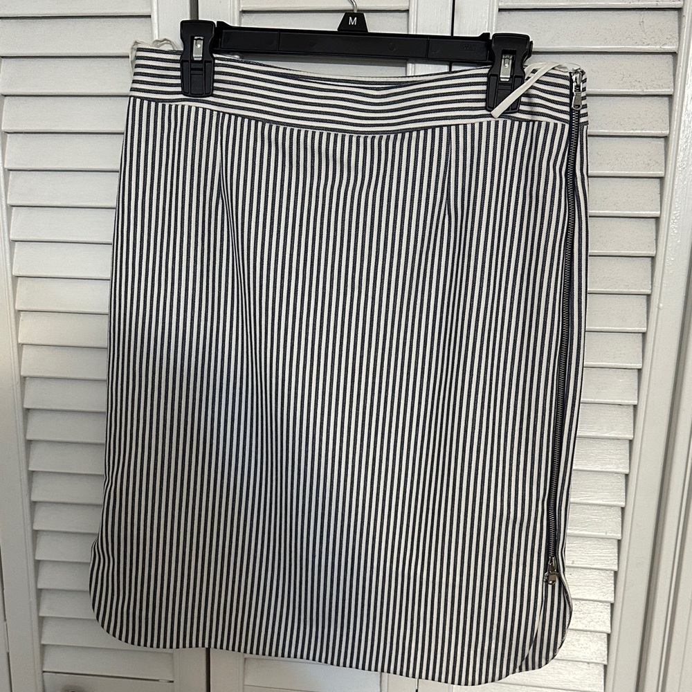 ANTONIO MELANI Black and White Striped Pencil Skirt